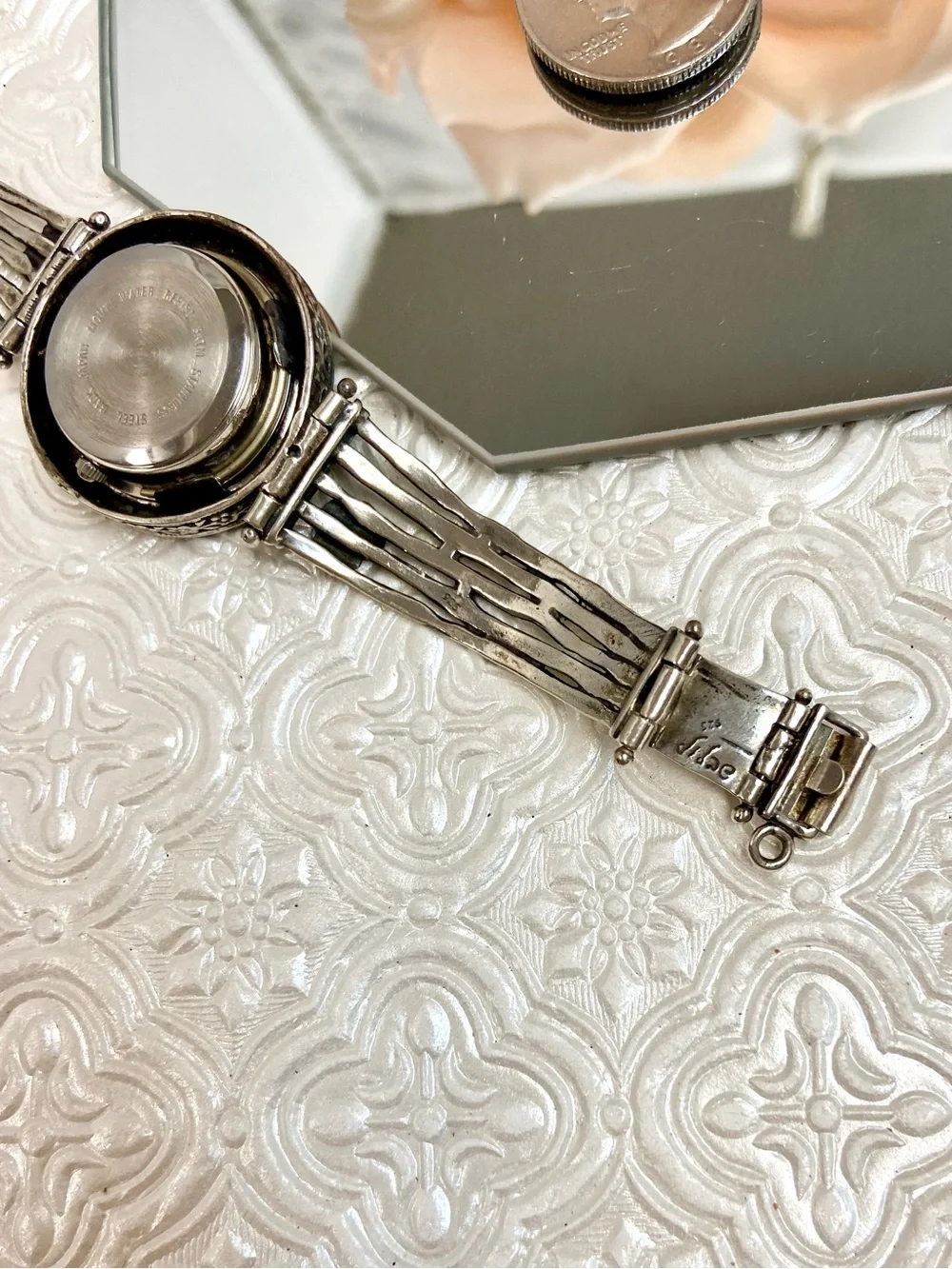 Silpada Designs Hammered Sterling Silver 925 Bracelet Watch Marked 